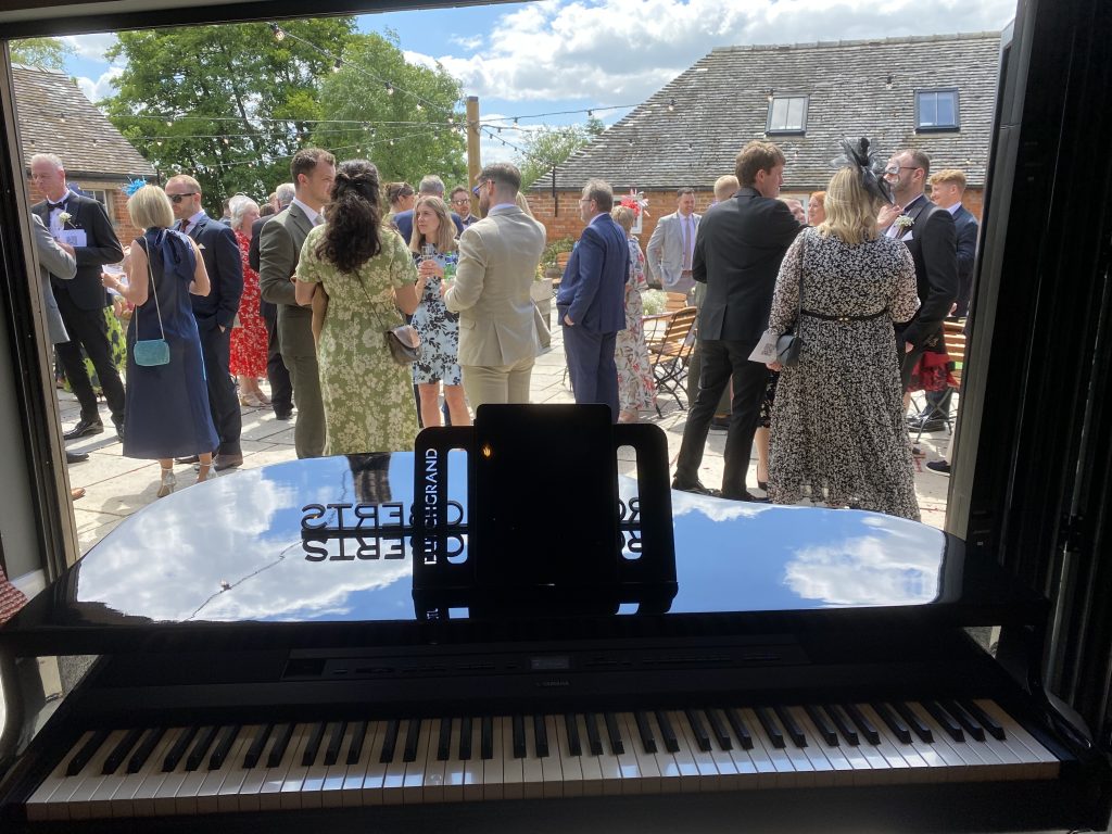 Drinks reception at Hanbury Barns